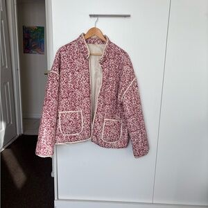 Commando Red and Cream Floral Puffer Jacket